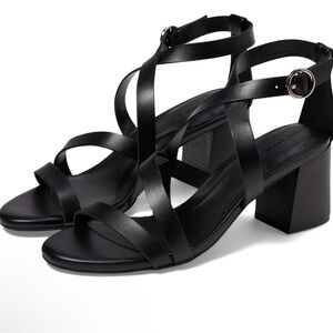 Anne Klein Strappy Black Block Heel Sandals with Buckle Ankle Strap size 10 nwot